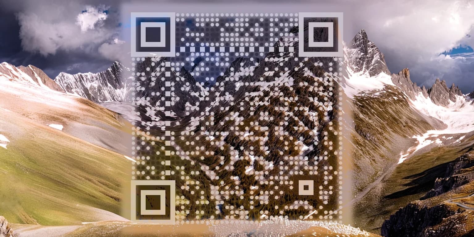 AI art QR code: Mountain panorama