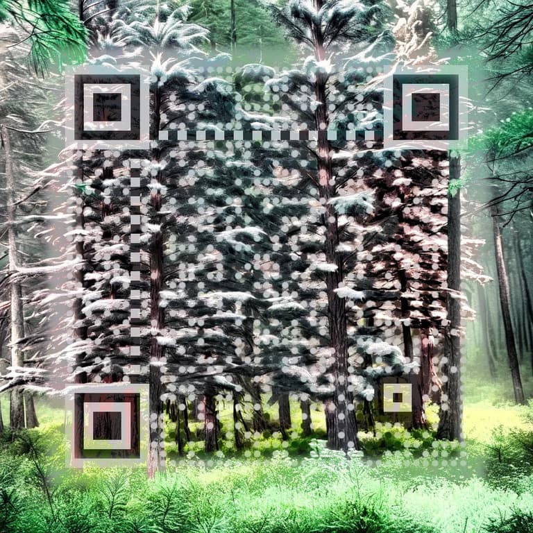 AI art QR code: Misty forest